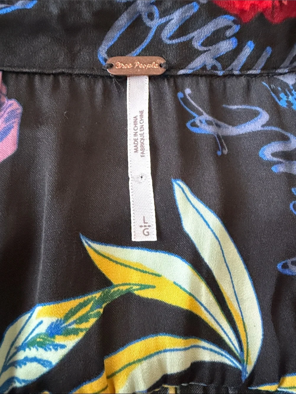 FREE PEOPLE | Silky Nights Floral Tunic Top SZ - Large